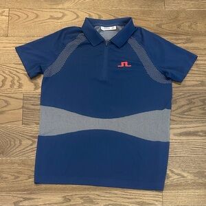 J.Lindeberg Alizee Seamless Team USA Golf Polo Shirt M Estate Blue Quarter Zip